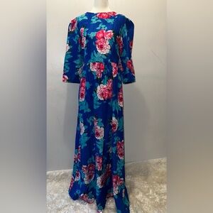 Floral Maxi Dress in Blue and Pink